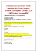 68W Respiratory Care Exam Practice Questions and Correct Answers &lpar;Verified Answers&rpar; Plus Rationale 2026 Q&A&vert; Instant Download Pdf