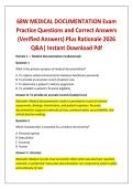 68W MEDICAL DOCUMENTATION Exam Practice Questions and Correct Answers &lpar;Verified Answers&rpar; Plus Rationale 2026 Q&A&vert; Instant Download Pdf