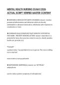 MENTAL HEALTH NURSING EXAM II 2026&NewLine;ACTUAL SCRIPT VERIFIED MASTER CONTENT&NewLine;