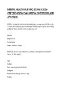 MENTAL HEALTH NURSING EXAM II 2026&NewLine;CERTIFICATION EVALUATION QUESTIONS AND&NewLine;ANSWERS&NewLine;