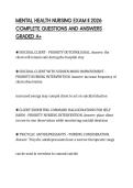 MENTAL HEALTH NURSING EXAM II 2026&NewLine;COMPLETE QUESTIONS AND ANSWERS&NewLine;GRADED A&plus;&NewLine;