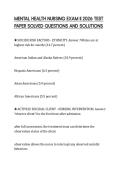MENTAL HEALTH NURSING EXAM II 2026 TEST&NewLine;PAPER SOLVED QUESTIONS AND SOLUTIONS