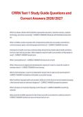 CRRN Test 1 Study Guide&comma; Questions and Correct Answers&comma; 2026&sol;2027 Exam Preparation Material