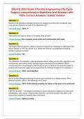 DAU FE 2010 Exam 3 Facility Engineering Life Cycle&NewLine;Support comprehensive Questions and Answers with&NewLine;100&percnt; Correct Answers &vert; Latest Version