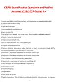 CRRN Exam Practice Questions and Verified Answers&comma; 2026&sol;2027&comma; A&plus; Graded Exam Preparation Material
