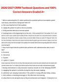 CRRN Textbook Questions and Correct Answers&comma; 2026&sol;2027&comma; A&plus; Graded Exam Preparation Material