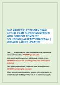 NYC MASTER ELECTRICIAN EXAM &NewLine;ACTUAL EXAM QUESTIONS MERGED &NewLine;WITH CORRECT COMPLETE &NewLine;SOLUTIONS &vert;&vert; ALREADY GRADED A&plus; &vert;&vert; &NewLine;2026-2027 LATEST UPDATE&excl;&excl;
