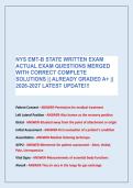 NYS EMT-B STATE WRITTEN EXAM &NewLine;ACTUAL EXAM QUESTIONS MERGED &NewLine;WITH CORRECT COMPLETE &NewLine;SOLUTIONS &vert;&vert; ALREADY GRADED A&plus; &vert;&vert; &NewLine;2026-2027 LATEST UPDATE&excl;&excl;&excl;