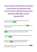 Texas Child Care Administrator Licensing Exam Practice Test Questions And Correct Answers &lpar;Verified Answers&rpar; Plus Rationales 2026 Q&A &vert; Instant Download Pdf