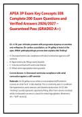 APEA 3P Exam Key Concepts 308 Complete 200 Exam Questions and Verified Answers 2026&sol;2027 &ndash; Guaranteed Pass &lpar;GRADED A&plus;&rpar;