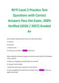 RVTI Level 2 Practice Test Questions with Correct Answers Pass the Exam&comma; 100&percnt; Verified &lpar;2026 &sol; 2027&rpar; Graded