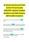 SC General and Structural Pest Control 7A Exam &lpar;Latest 2026&sol;2027 Update&rpar; Complete Questions and Guide Answers&comma; 100&percnt; Verified Graded A&plus;