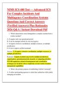 NIMS ICS 400 Test &mdash; Advanced ICS &NewLine;For Complex Incidents And &NewLine;Multiagency Coordination Systems &NewLine;Questions And Correct Answers &NewLine;&lpar;Verified Answers&rpar; Plus Rationales &NewLine;2026 Q&A &vert; Instant Download Pdf 