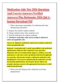 Medication Aide Test 2026 Questions &NewLine;And Correct Answers &lpar;Verified &NewLine;Answers&rpar; Plus Rationales 2026 Q&A &vert; &NewLine;Instant Download Pdf