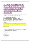 WGU C190 INTRODUCTION TO &NewLine;BIOLOGY  Questions And Correct &NewLine;Answers &lpar;Verified Answers&rpar; Plus &NewLine;Rationales 2026 Q&A &vert; Instant &NewLine;Download Pdf