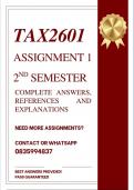 TAX2601 ASSIGNMENT 1 SEMESTER 2 2026 - COMPLETE ANSWERS