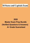 50 States and Capitals Exam PDF &vert; U&period;S&period; States & Capitals Study Guide&comma; Practice Questions & Answers 2026