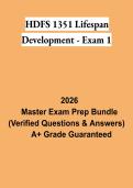 HDFS 1351 Lifespan Development Exam 1 PDF &vert; Study Guide&comma; Practice Questions&comma; Answers & Exam Review 2026