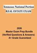 Tennessee National Portion Real Estate Exam PDF &vert; National Real Estate License Study Guide&comma; Practice Questions & Exam Review 2026