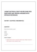 LADWP ELECTRICAL CRAFT HELPER EXAM 2026 QUESTIONS AND VERIFIED ANSWERS WITH DETAILED RATIONALES