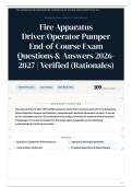 Fire Apparatus Driver&sol;Operator Pumper End-of-Course Exam 105&plus; Questions & Answers Verified &lpar;Rationales&rpar;