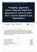 Pumping Apparatus Driver&sol;Operator Final Test 50&plus; Questions & Answers Latest Updated Exam &lpar;Rationales&rpar;