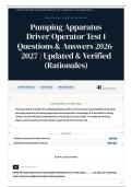 Pumping Apparatus Driver&sol;Operator Test 1 40&plus; Questions & Answers Updated & Verified &lpar;Rationales&rpar;