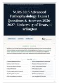 NURS 5315 Advanced Pathophysiology Exam 1 475&plus; Questions & Answers 2026&sol;2027 University of Texas at Arlington