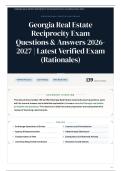Georgia Real Estate Reciprocity Exam 135&plus; Questions & Answers 2026-2027 Latest Verified Exam &lpar;Rationales&rpar;