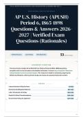 AP U&period;S&period; History &lpar;APUSH&rpar; Period 6&comma; 1865-1898 50&plus; Questions & Answers 2026-2027 Verified Exam Questions &lpar;Rationales&rpar;