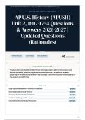 AP U&period;S&period; History &lpar;APUSH&rpar; Unit 2&comma; 1607-1754 45&plus; Questions & Answers 2026-2027 Updated Questions &lpar;Rationales&rpar;