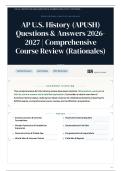 AP U&period;S&period; History &lpar;APUSH&rpar; 115&plus; Questions & Answers 2026-2027 Comprehensive Course Review &lpar;Rationales&rpar;