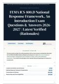 FEMA ICS-800&period;D National Response Framework&comma; An Introduction Exam 25&plus; Questions & Answers 2026&sol;2027 Latest Verified &lpar;Rationales&rpar;