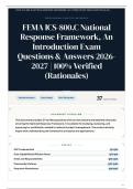 FEMA ICS-800&period;C National Response Framework&comma; An Introduction Exam 35&plus; Questions & Answers 2026&sol;2027 100&percnt; &vert; Verified &lpar;Rationales&rpar;