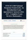 FEMA ICS-800 National Response Framework&comma; An Introduction Exam 65&plus; Questions & Answers 2026&sol;2027 Complete Exam Review &lpar;Rationales&rpar;