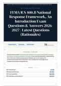 FEMA ICS-800&period;B National Response Framework&comma; An Introduction Exam 70&plus; Questions & Answers 2026&sol;2027 Latest Questions &lpar;Rationales&rpar;