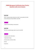 NAMS Menopause Certification Exam Practice Questions with Correct Answers 2026&sol;2027 &vert; Study Guide & Exam Prep