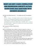 MGMT 650 UNIT 4 QUIZ&colon; CORRELATION&NewLine;AND REGRESSION CONCEPTS ACTUAL&NewLine;EXAM PAPER 2026 QUESTIONS WITH&NewLine;ANSWERS GRADED A&plus;