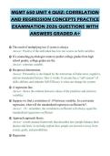 MGMT 650 UNIT 4 QUIZ&colon; CORRELATION&NewLine;AND REGRESSION CONCEPTS PRACTICE&NewLine;EXAMINATION 2026 QUESTIONS WITH&NewLine;ANSWERS GRADED A&plus;&NewLine;