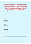 NR 511 Midterm Differential Diagnosis & Primary Care Practicum Questions & Answers 2026&sol;2027 &vert; Study Guide & Exam Prep