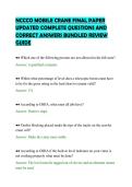 NCCCO MOBILE CRANE FINAL PAPER&NewLine;UPDATED COMPLETE QUESTIONS AND&NewLine;CORRECT ANSWERS BUNDLED REVIEW&NewLine;GUIDE