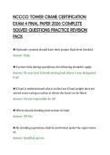 NCCCO TOWER CRANE CERTIFICATION&NewLine;EXAM 4 FINAL PAPER 2026 COMPLETE&NewLine;SOLVED QUESTIONS PRACTICE REVISION&NewLine;PACK