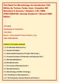Test Bank For Microbiology&colon; An Introduction 13th &NewLine;Edition by Tortora&comma; Funke&comma; Case &vert; Complete 400 &NewLine;Questions & Answers &vert; Chapters 1-28 &vert; ISBN &NewLine;9780134605180 &vert; Already Graded A&plus; &vert; Newest 2026 &NewLine;Edition