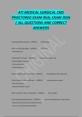 ATI MEDICAL SURGICAL CMS&NewLine;PROCTORED EXAM REAL EXAM 2026&NewLine;&vert; ALL QUESTIONS AND CORRECT&NewLine;ANSWERS