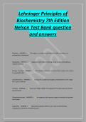 Lehninger Principles of&NewLine;Biochemistry 7th Edition&NewLine;Nelson Test Bank question&NewLine;and answers
