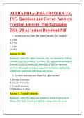 ALPHA PHI ALPHA FRATERNITY&comma; &NewLine;INC&period; Questions And Correct Answers &NewLine;&lpar;Verified Answers&rpar; Plus Rationales &NewLine;2026 Q&A &vert; Instant Download Pdf 