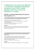CCHI Practice Test Actual Exam 2026&sol;2027 &NewLine;&colon; Certification Commission for Healthcare &NewLine;Interpreters Exam &vert; 100&percnt; Verified &NewLine;Questions with Correct Answers & &NewLine;Rationales&vert; A&plus; Graded &excl;