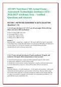 ATI RN Nutrition CMS Actual Exam &ndash;&NewLine;Assessment Technologies Institute &lpar;ATI&rpar; &ndash;&NewLine;2026&sol;2027 Academic Year &ndash; Verified &NewLine;Questions and Answers