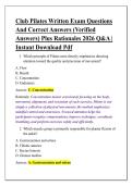 Club Pilates Written Exam Questions &NewLine;And Correct Answers &lpar;Verified &NewLine;Answers&rpar; Plus Rationales 2026 Q&A &vert; &NewLine;Instant Download Pdf
