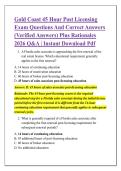 Gold Coast 45 Hour Post Licensing &NewLine;Exam Questions And Correct Answers &NewLine;&lpar;Verified Answers&rpar; Plus Rationales &NewLine;2026 Q&A &vert; Instant Download Pdf 